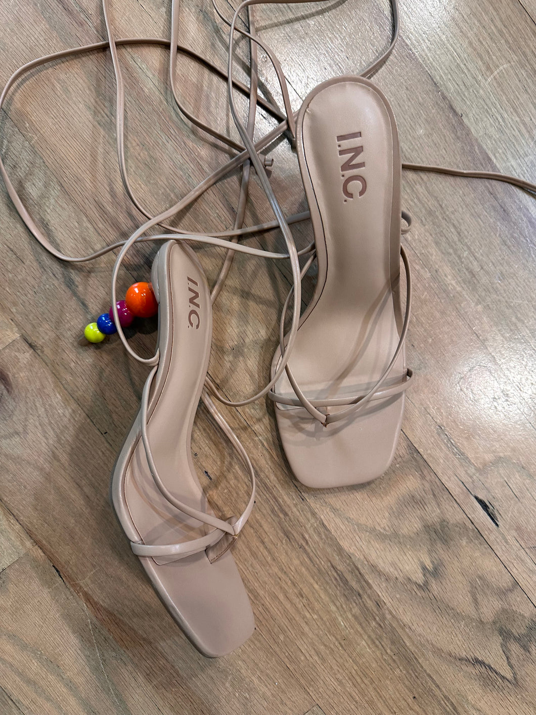 (8.5) INC Tan Lace Up Heels