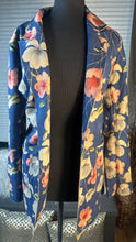 Load image into Gallery viewer, (L) Blue w- Pink Floral Solitaire Blazer
