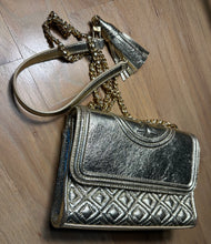 Load image into Gallery viewer, Metallic Gold Tory Burch Handbag
