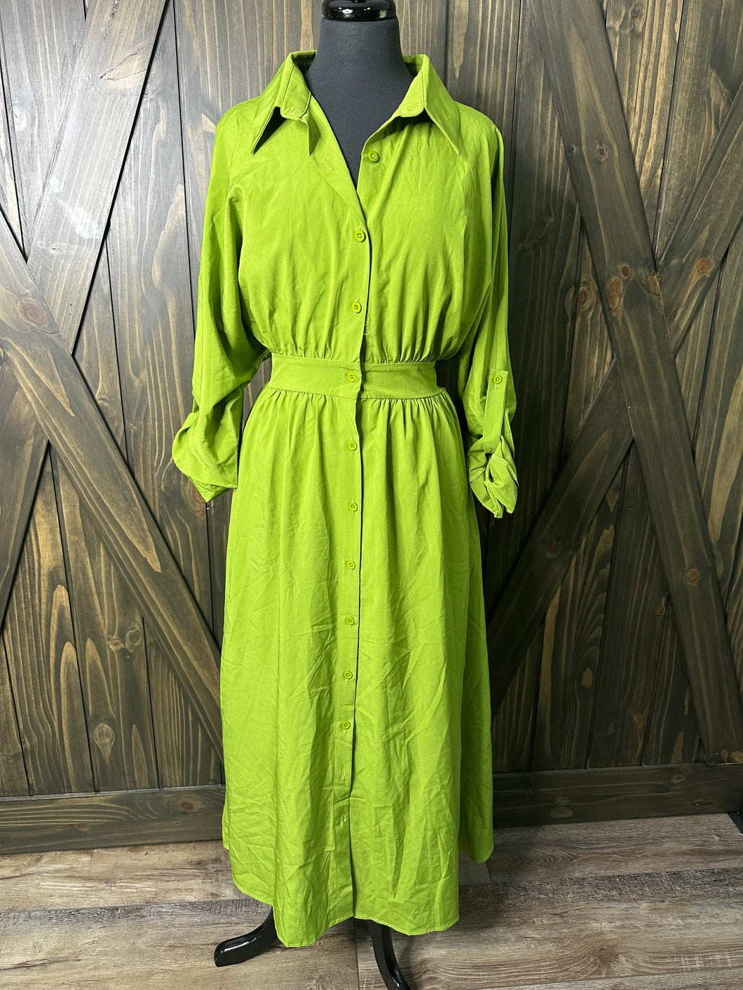 (XL) Lime Green Long Sleeve Maxi