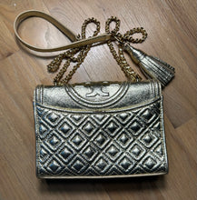 Load image into Gallery viewer, Metallic Gold Tory Burch Handbag
