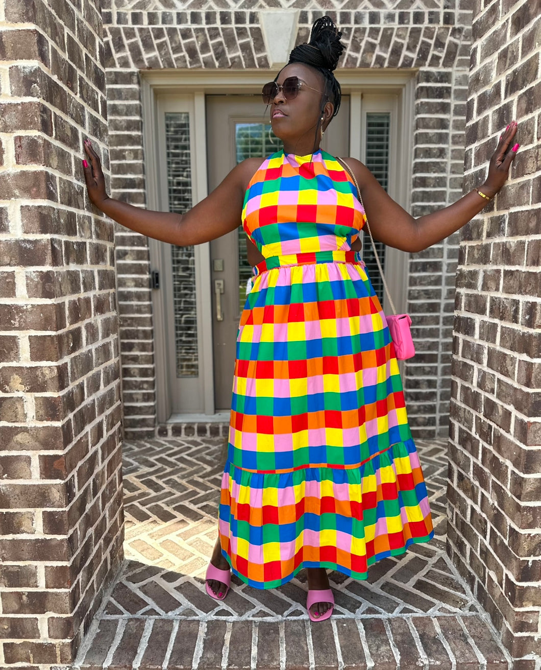 (12/14) Colorful Checker Dress