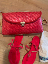 Load image into Gallery viewer, (9) Coral Authentic Tory Burch Sandals with wicker handbag
