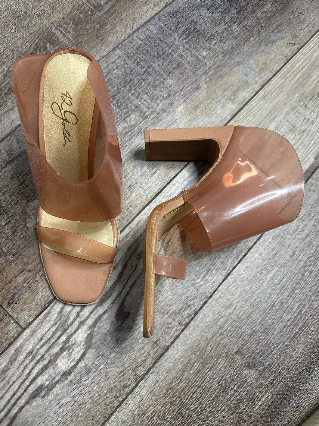 Clear 42 Gold Heels (NEW)
